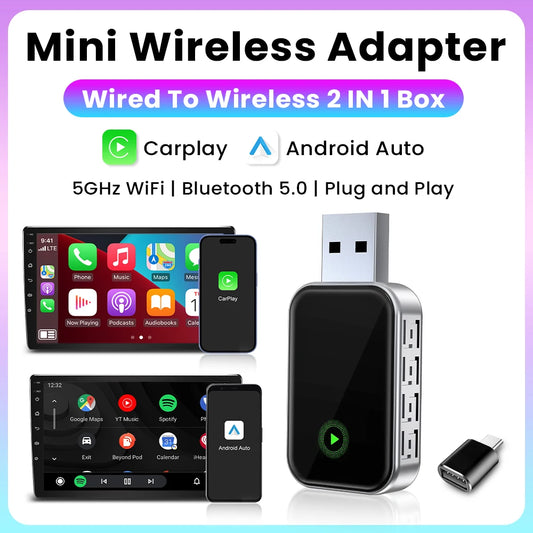 Wireless Carplay Adapter Android Auto Wireless Smart Dongle 2In1 5G Wifi for Volvo Benz Audi Kia Hyundai VW MG Peugeot Toyota
