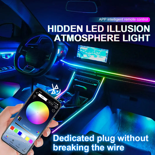 6/10/14/18/22 in 1 Led Car Ambient Lights RGB 213 64 Color Acrylic Strips Symphony Streamer Interior Rainbow Atmosphere Lamp Kit